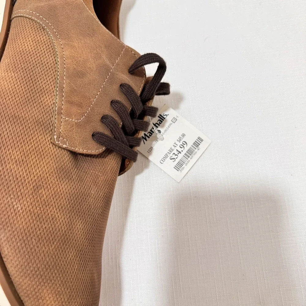 ALDO Men's 9.5 Two Tone  Brown Leather Canvas Lace‎ Up Oxford Shoes NWT
